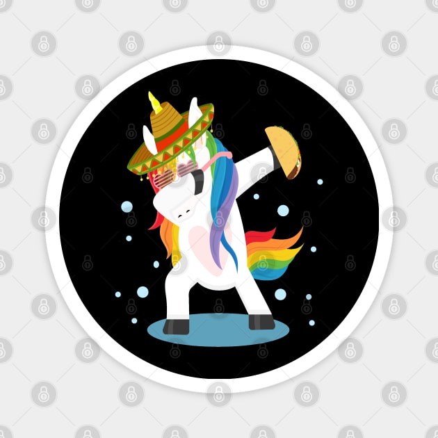 Unicorn Taco Lover Dab Cinco de Mayo Dabbing Pose Taco Magnet by pho702